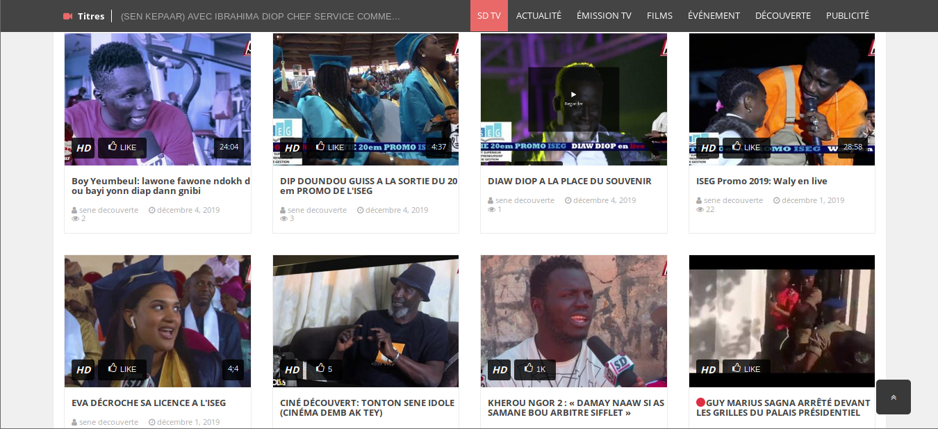 Projet Web TV Sene Decouverte