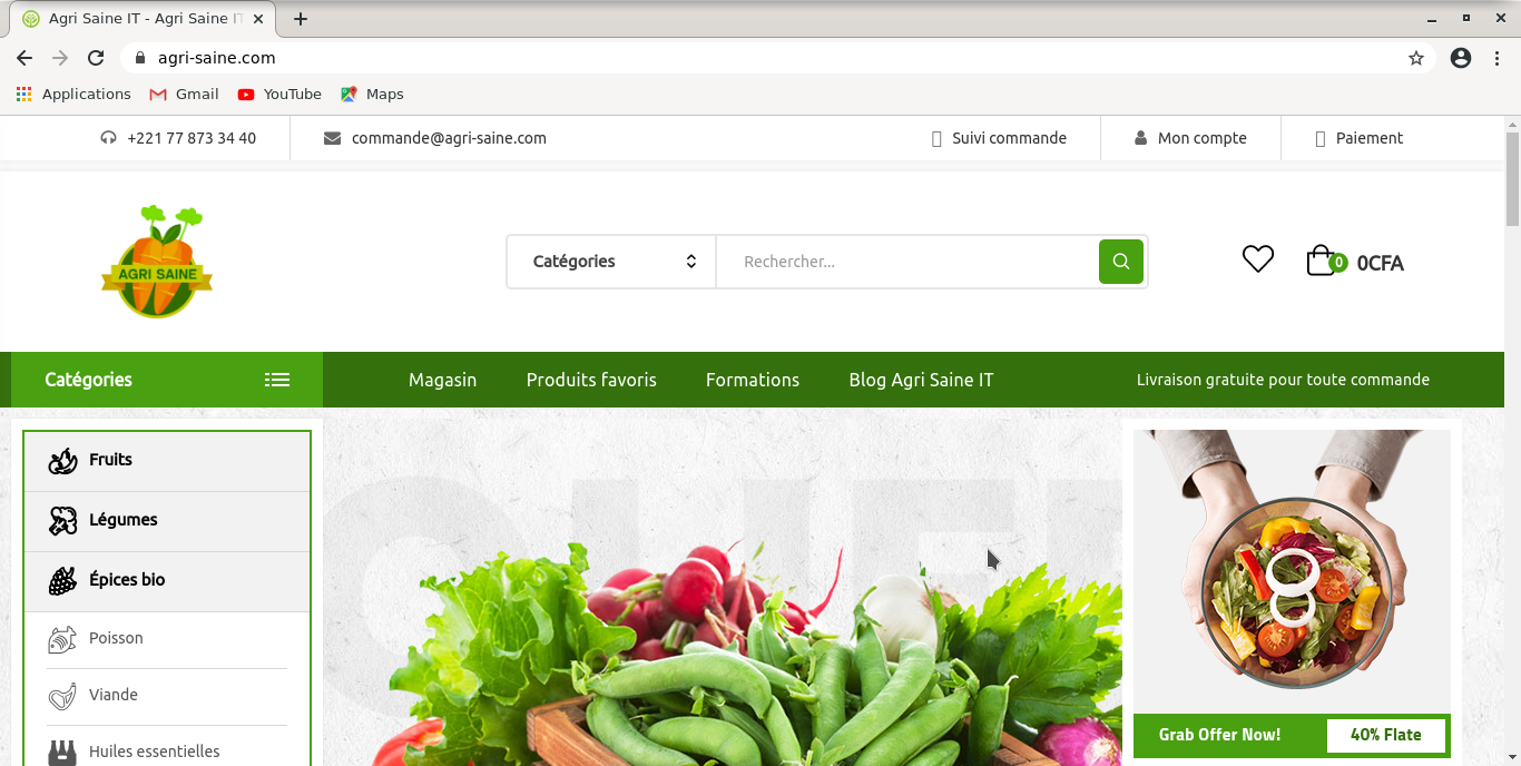 Fruits et légumes bio frais avec AGRI SAINE IT